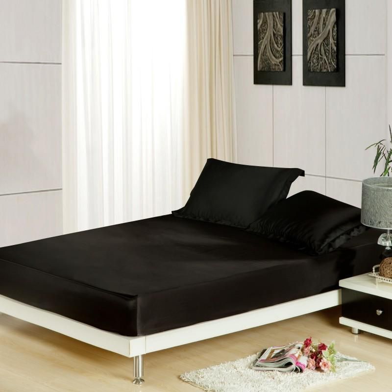 Drap de lit en satin soyeux de couleur unie Simmons Cover 1 pièce_voghion.com
