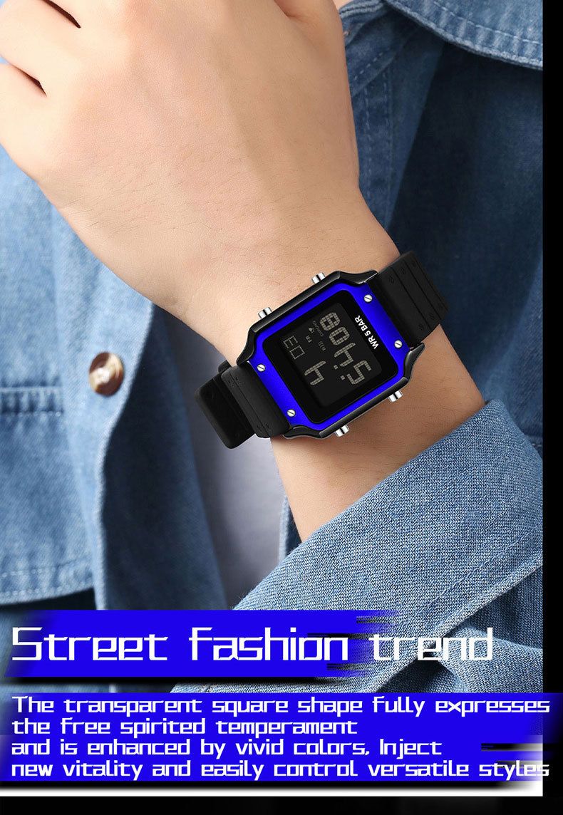 Orologio sportivo digitale quadrato classico con display multifunzione, impermeabile e antiurto per uomo e donna, elegante e durevole._voghion.com