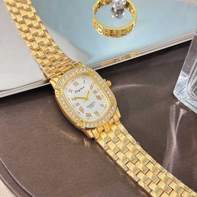 Orologio da donna con diamanti, quadrante quadrato ovale, temperamento alla moda, regalo per lavoro, tutti i giorni, compleanno, anniversario, San Valentino_voghion.com