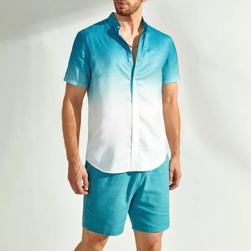 Herrenbekleidung Herren Hawaiihemd Code 3D-gedruckte Shorts Hemd Anzug Sommer_voghion.com
