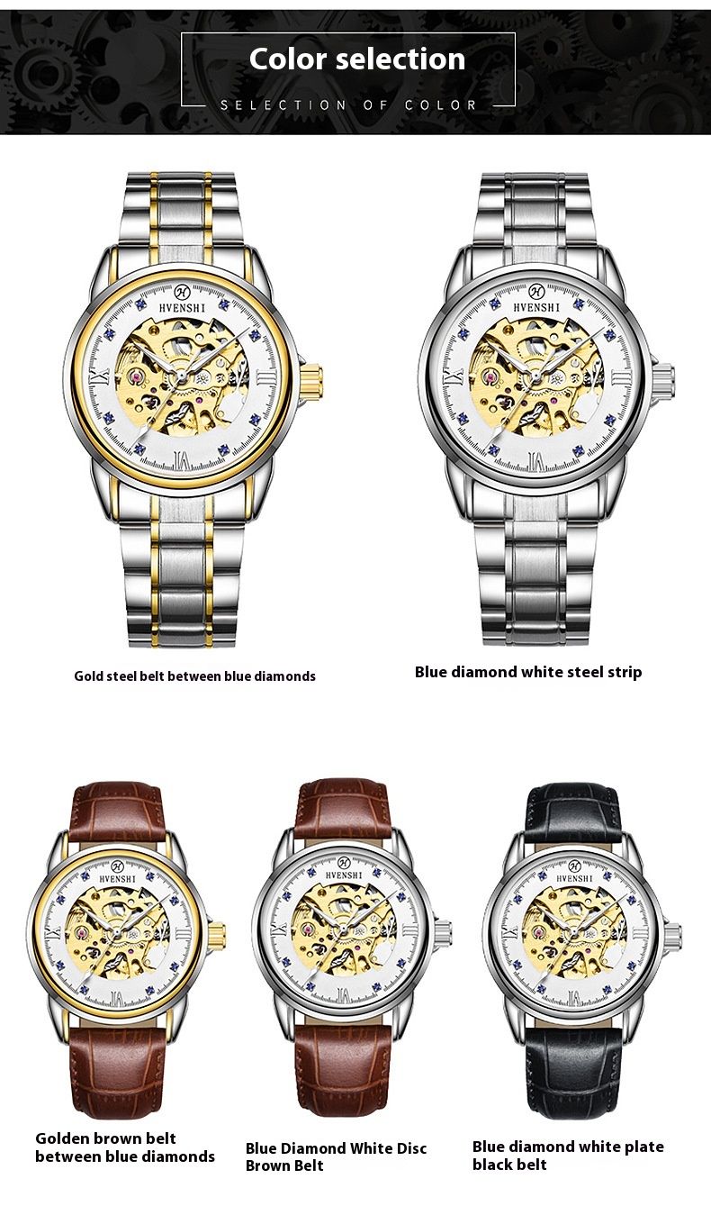 New mechanical men's fully male emperor teacher, fashionable blue diamond automatic watch, hollowed out transparent_voghion.com