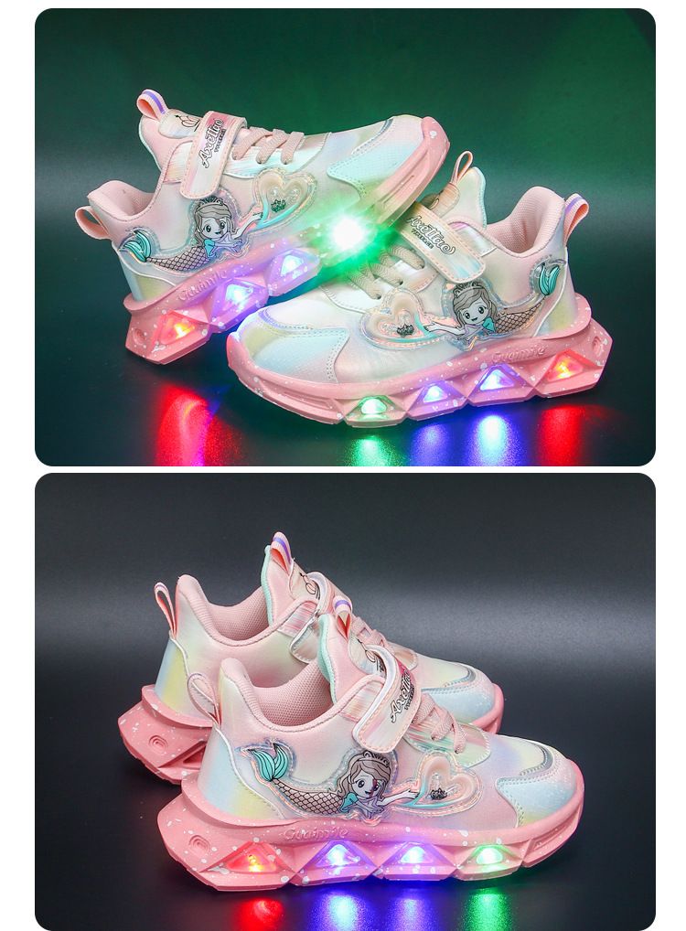 Children with light sneaker 2024 spring and autumn mesh breathable children's shoes medium and small children Princess lightweight casual shoes_voghion.com