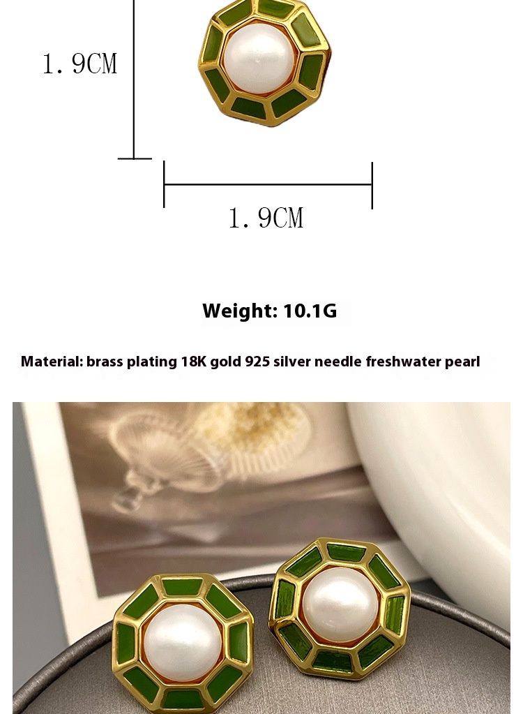 Versione coreana degli orecchini in smalto con perle d'acqua dolce Xiaoxiangfeng, senso del design di nicchia, orecchio dal temperamento personalizzato_voghion.com