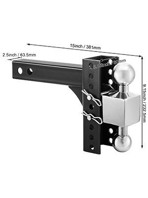VEVOR Adjustable Trailer Hitch, 6" Rise & Drop Hitch Ball Mount 2.5" Receiver 22,000 LBS Rating, 2 And 2-5/16 Inch Stainless Steel Balls W/ Key Lock, For Automotive Trucks Trailers Towing_voghion.com