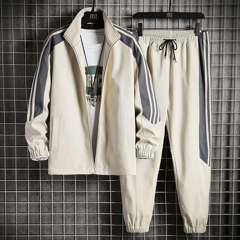 Pull homme printemps et automne haut de gamme en pur coton, ensemble de sport pour homme, version coréenne, tendance, décontracté, ample, deux pièces_voghion.com