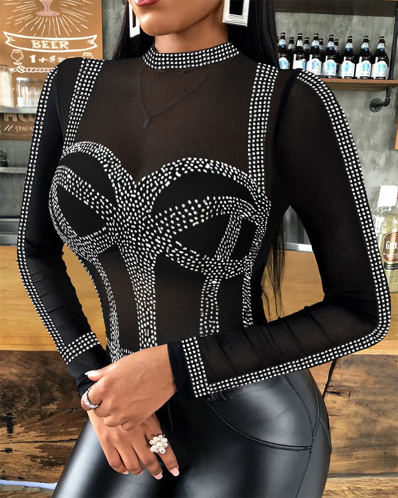 Women's Clothing Rhie mesh bodysuit_voghion.com