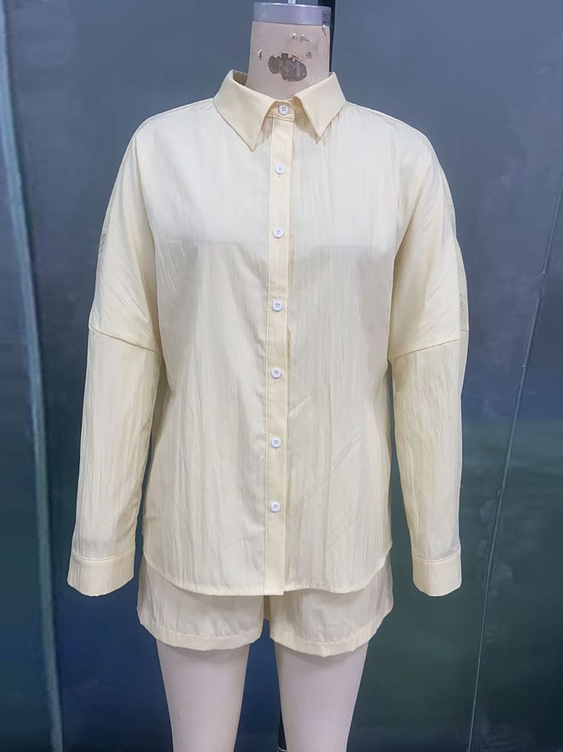 Abbigliamento donna Camicia a maniche lunghe Pantaloncini a tre quarti Completo Cardigan estivo Completo due pezzi Abbigliamento donna_voghion.com