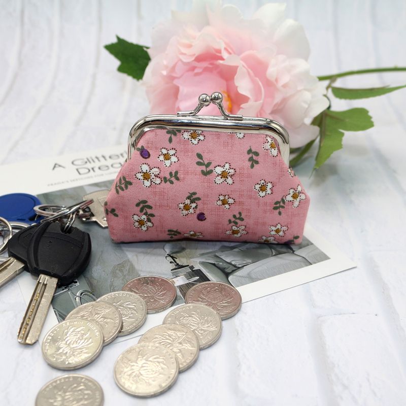 Spot piccola rosa portamonete da donna in PU tessuto stampato piccola borsa portamonete per studenti piccolo lotto regalo_voghion.com