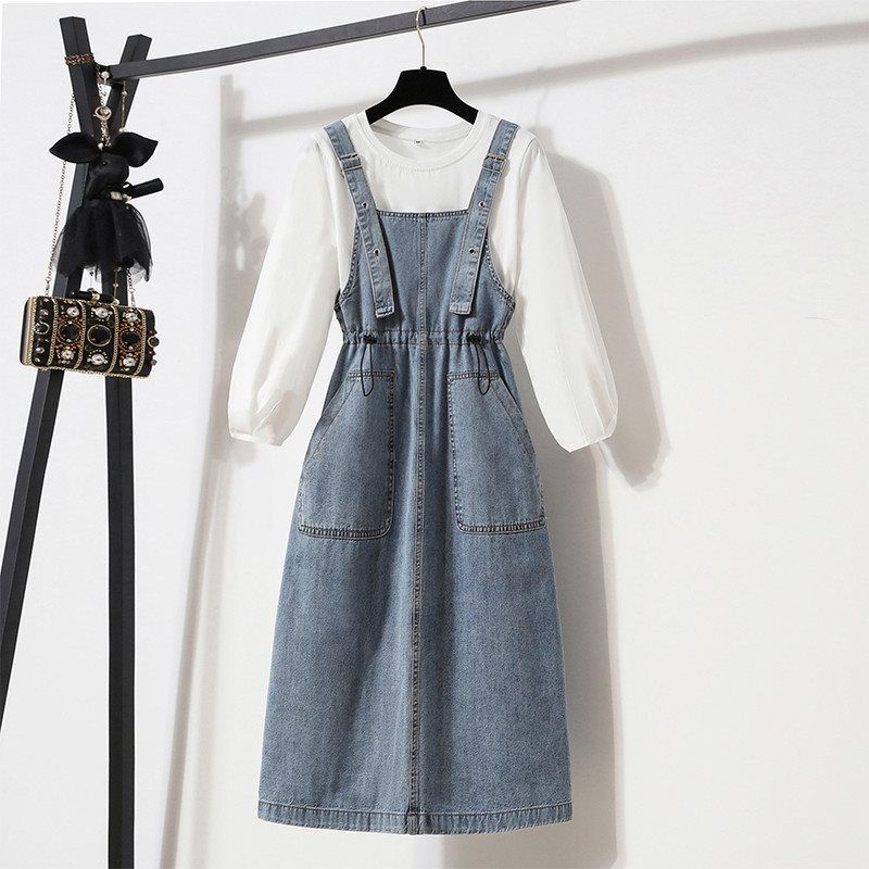 Gonna in denim con cinturino per l'autunno, nuova gonna da donna di piccola statura che snellisce e riduce il temperamento dell'età all'inizio della primavera_voghion.com