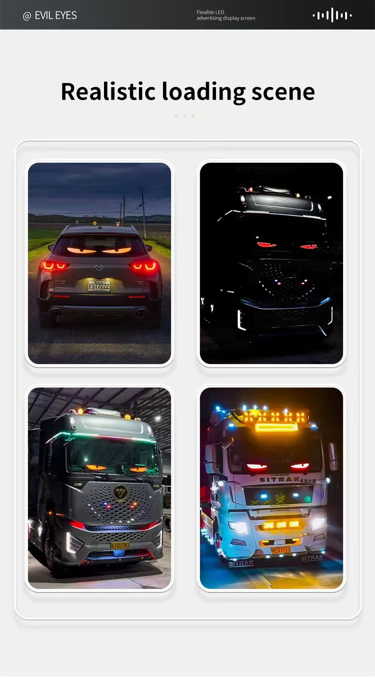 Panneau LED matriciel à pixels, 2 m, pour camion, voiture, œil du diable, télécommande, éclairage souple et pliable, graffiti, panneau de texte défilant_voghion.com