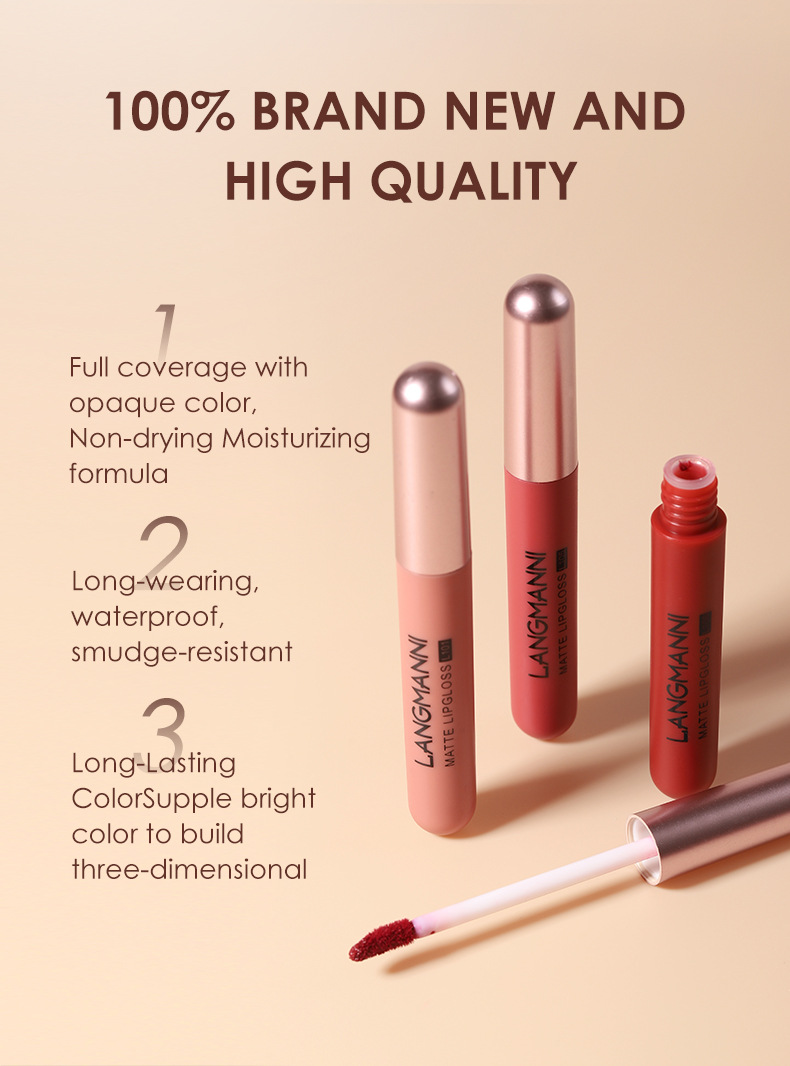 Langmanni Matte Liquid Lipstick Set – 6 samtige Lipgloss-Farbtöne, langanhaltend, trocknet nicht aus, wischfest, tierversuchsfreies Make-up-Set für Frauen_voghion.com