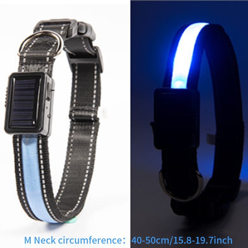 Solar And USB Rechargeable Light Up Pet Collar Waterproof LED Dog & Cat Collars For Night Walking_voghion.com