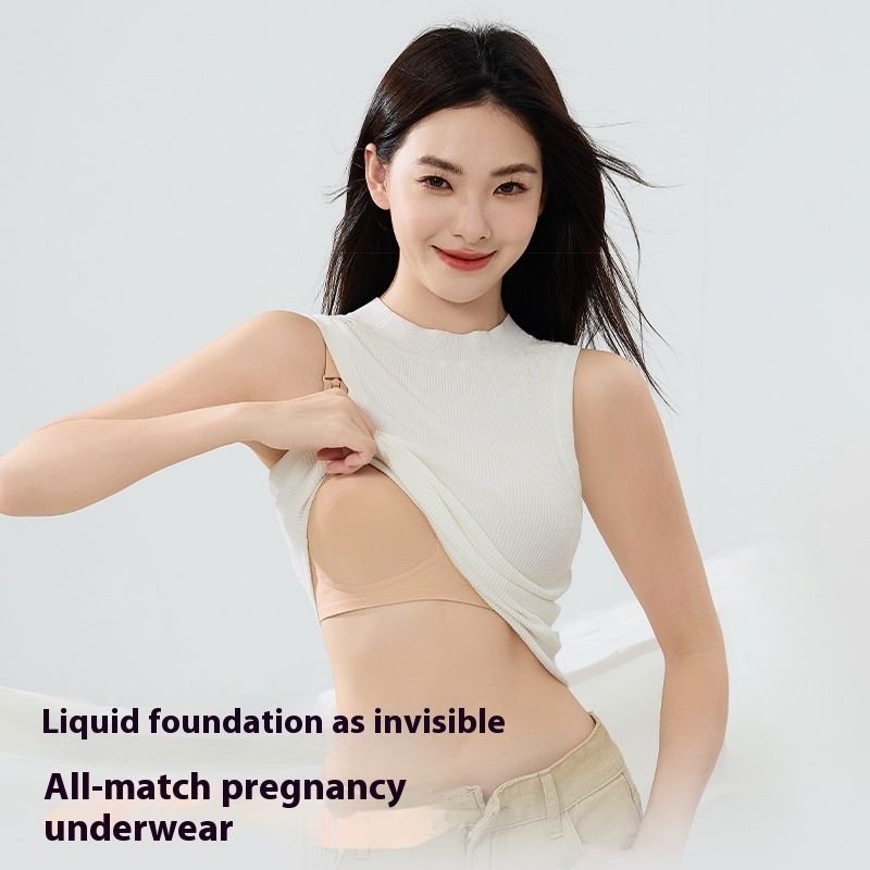 Jelly Soft Support Bra, Tank Top, Open Buckle, Gather, Pull, No Steel Hoop, Pregnant and Breastfeeding Underwear_voghion.com