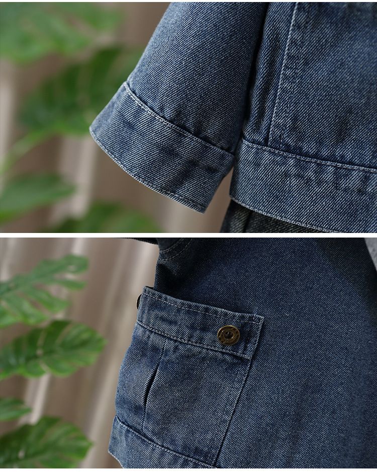 Giacca in denim per bambini con cappuccio staccabile, cappotto casual in morbido cotone per bambini, elegante capospalla blu per autunno e primavera_voghion.com