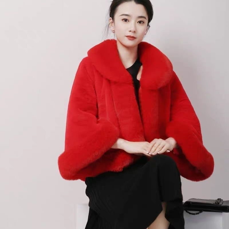 Neu Leder Voller Nerz Mantel frauen Hochzeit Schal Fuchs Pelz Weste Cape_voghion.com