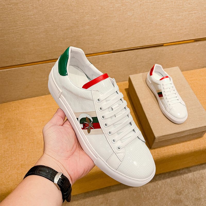 Fuguchi Little Bee Luxury High-Value White Shoes Men's Autumn Genuine Leather Soft Sole Breathable Casual Sneakers_voghion.com