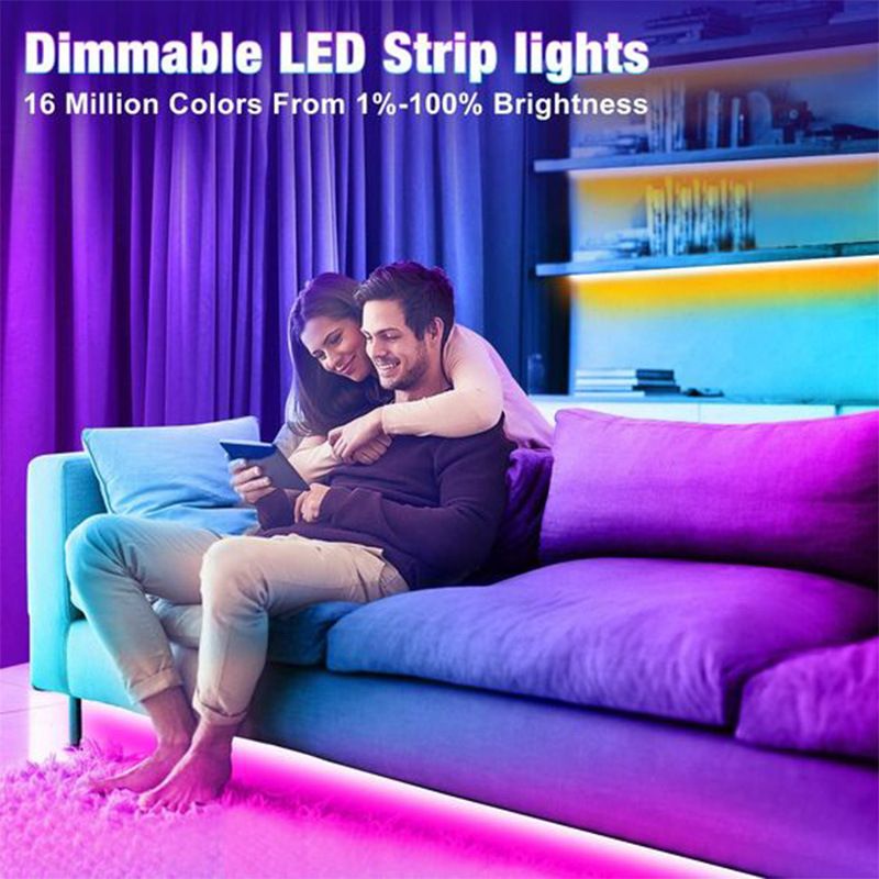 Bande LED RVB 18 LED/mètre – Application Bluetooth intelligente et télécommande, découpe possible, SMD 5050 pour décoration intérieure, rétroéclairage TV, éclairage de fête_voghion.com