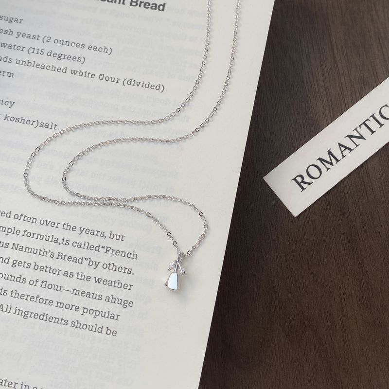 Collana con rosa romantica francese in argento puro S999 per donna, catena per clavicola di lusso leggera e di alta qualità, semplice e versatile_voghion.com