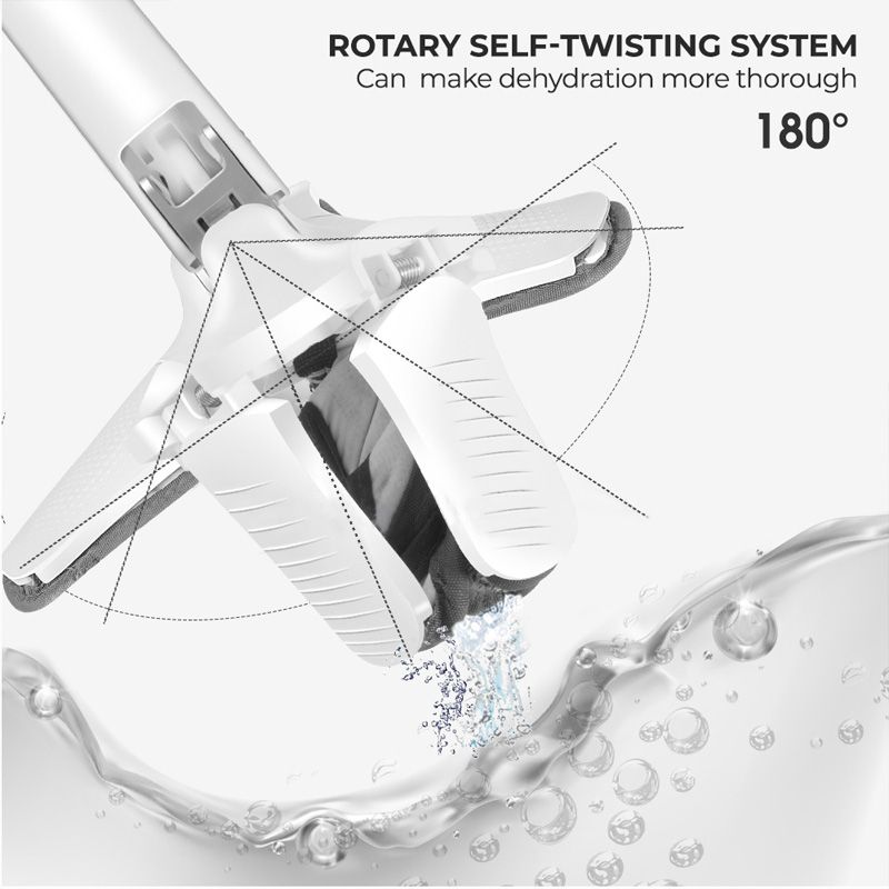 Manual Flat Floor Mop with Replace Cloth Heads Triangle-type Squeeze Mop Hand-free Wash Household Lazy Mop Home Cleaning Tool_voghion.com