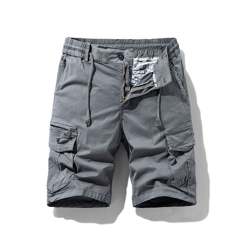 Pantalones cortos de trabajo, Capris casuales rectos sueltos de marca de moda, pantalones con cordón para hombres de verano_voghion.com