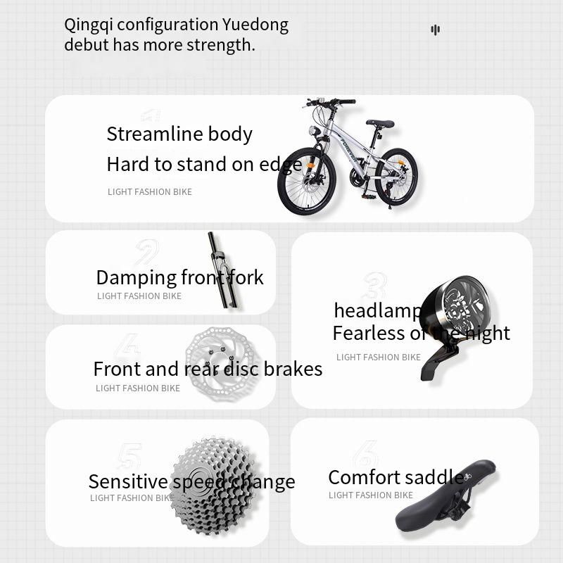 Bicicletta per bambini 18-20-22 pollici, velocità singola/pedale a velocità variabile, mountain bike FZ-672 per bambini di 8-10-12 anni_voghion.com