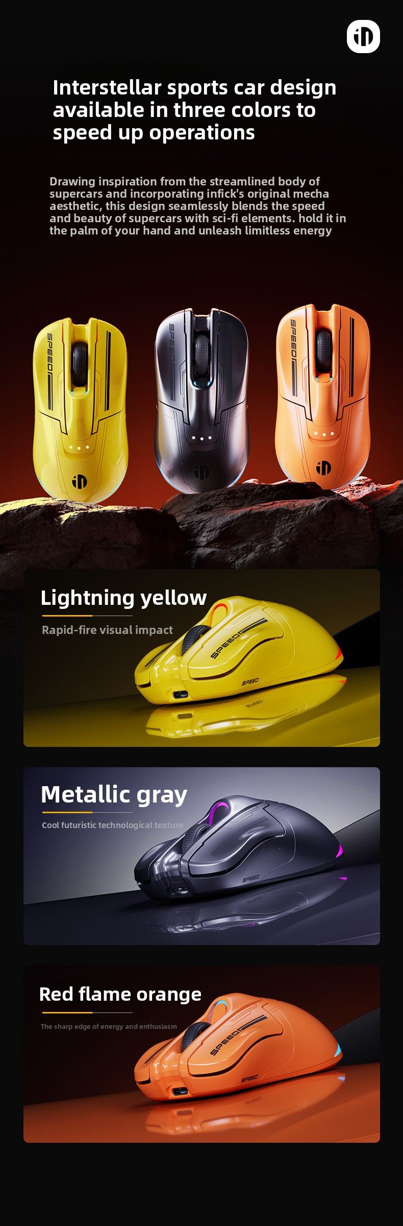 【High Quality】 INPHIC Wireless Mouse Bluetooth Dual Mode Gaming Rechargeable Creative Office_voghion.com