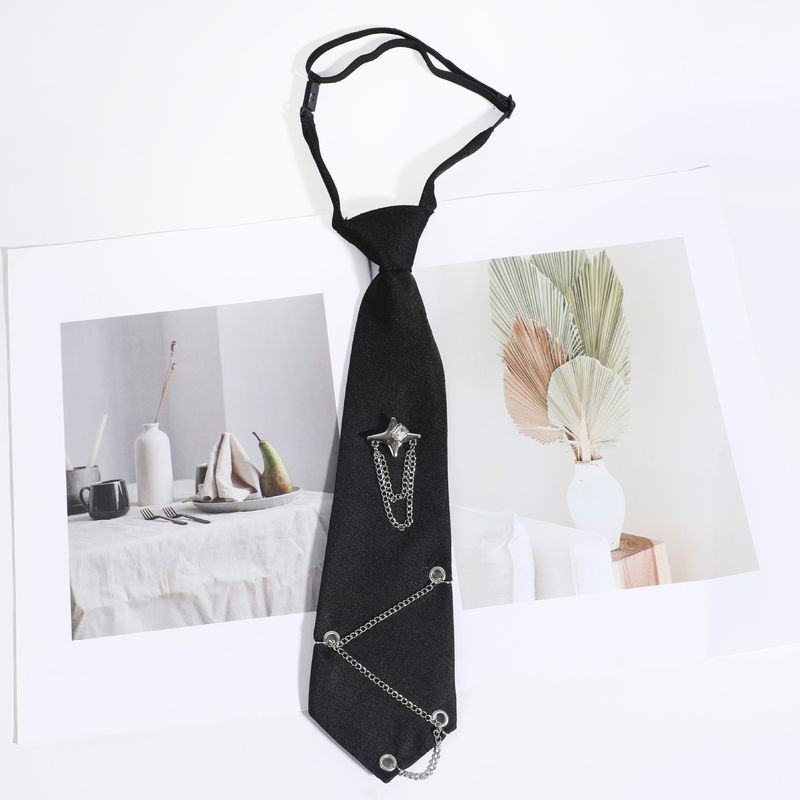 Cross-Border New Star Bowknot Chain Black No-Tie Necktie JK Women's Casual Party College Style Men's Trend_voghion.com