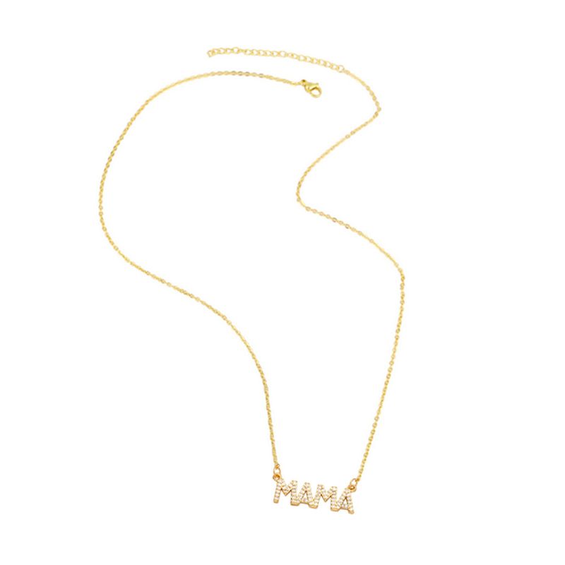 Collier lettre MAMA en diamant coloré, chaîne de clavicule, pendentif simple à la mode, cadeau de fête des mères_voghion.com