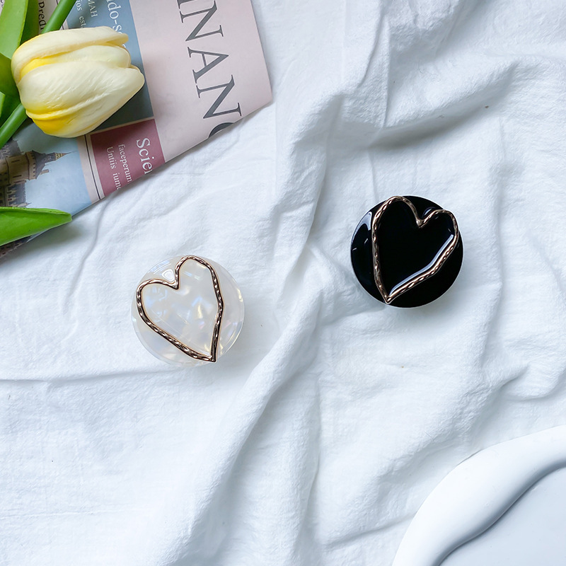 Marble patterned mobile phone airbag bracket, electroplated hollow heart back sticker, adhesive, stretchable and stable_voghion.com
