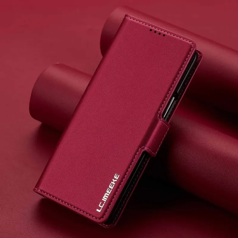 Capa de couro empresarial com suporte para caneta e compartimento para cartões para Samsung Z Fold 6, 5, 4, 3, 6, 5, 4 e 3, 5G_voghion.com