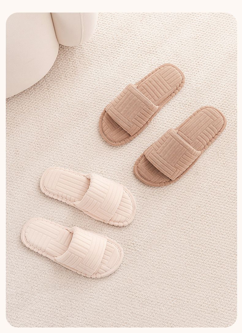 Unisex Slip-On Slippers – Breathable Cotton Toe Loop House Shoes With TPR Anti-Slip Sole For All Seasons (Couples Matching, 5 Sizes)_voghion.com