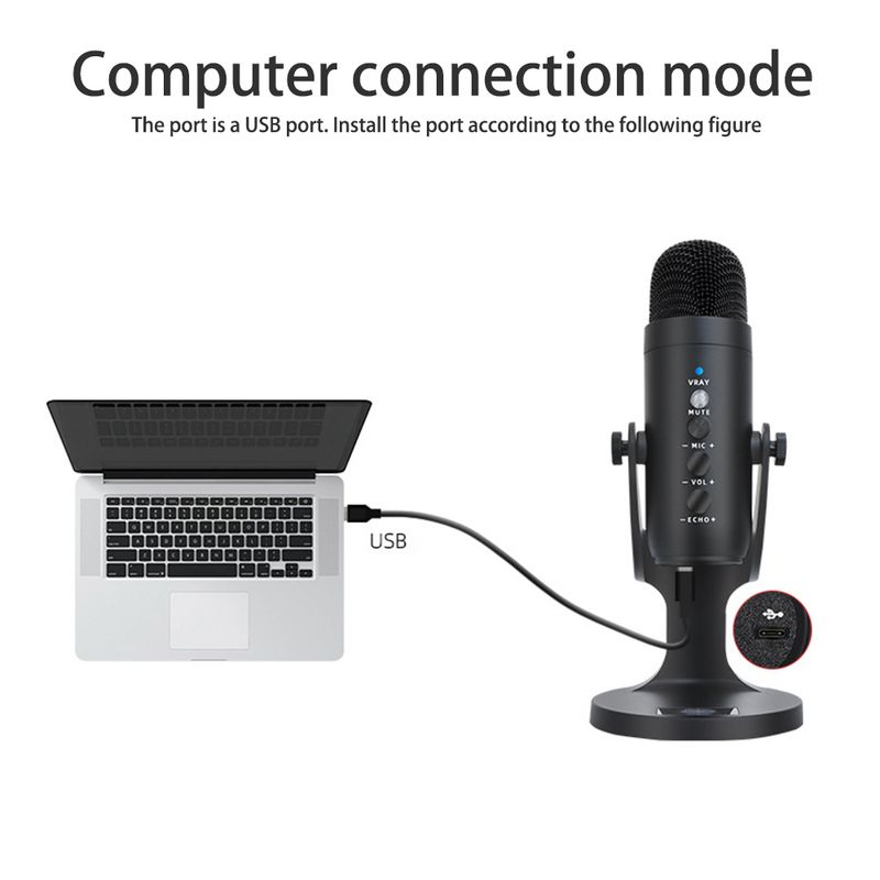 Profesionalni USB kondenzatorski mikrofon Studijski mikrofon za snimanje za PC Računalno igranje Streaming Podcasting Prijenosno računalo_voghion.com