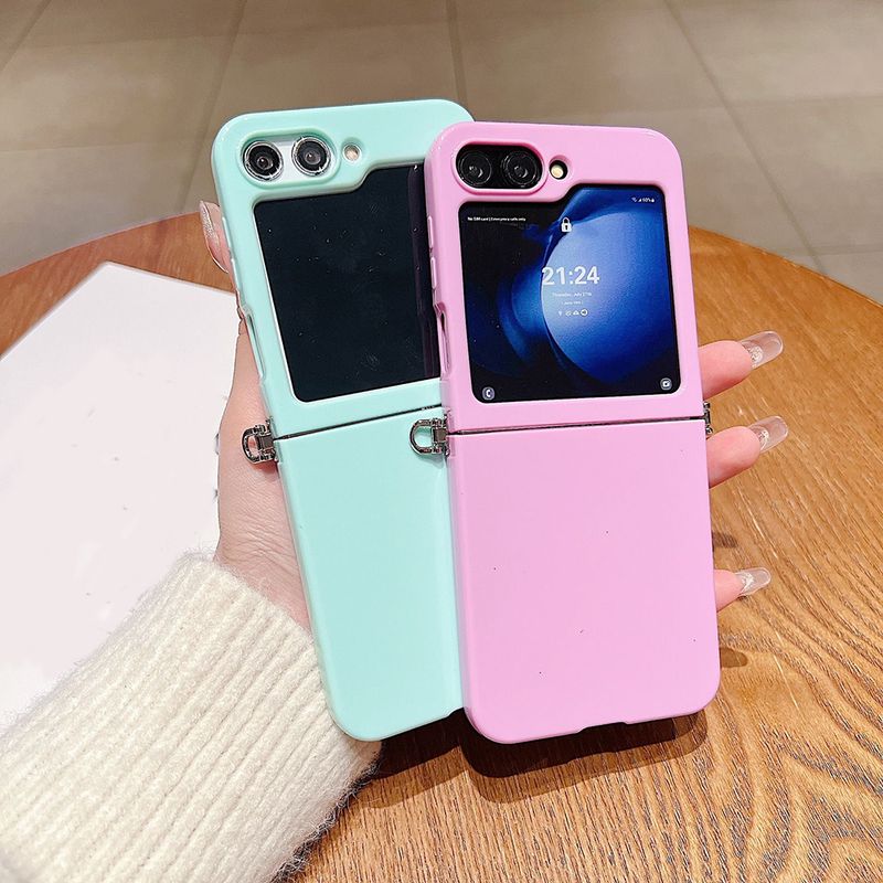 Carcasă de telefon mobilă, culoare bomboane, subțire, moale, pentru Samsung Galaxy Z Flip 3 4 5 6, cu conector metalic, coque funda_voghion.com