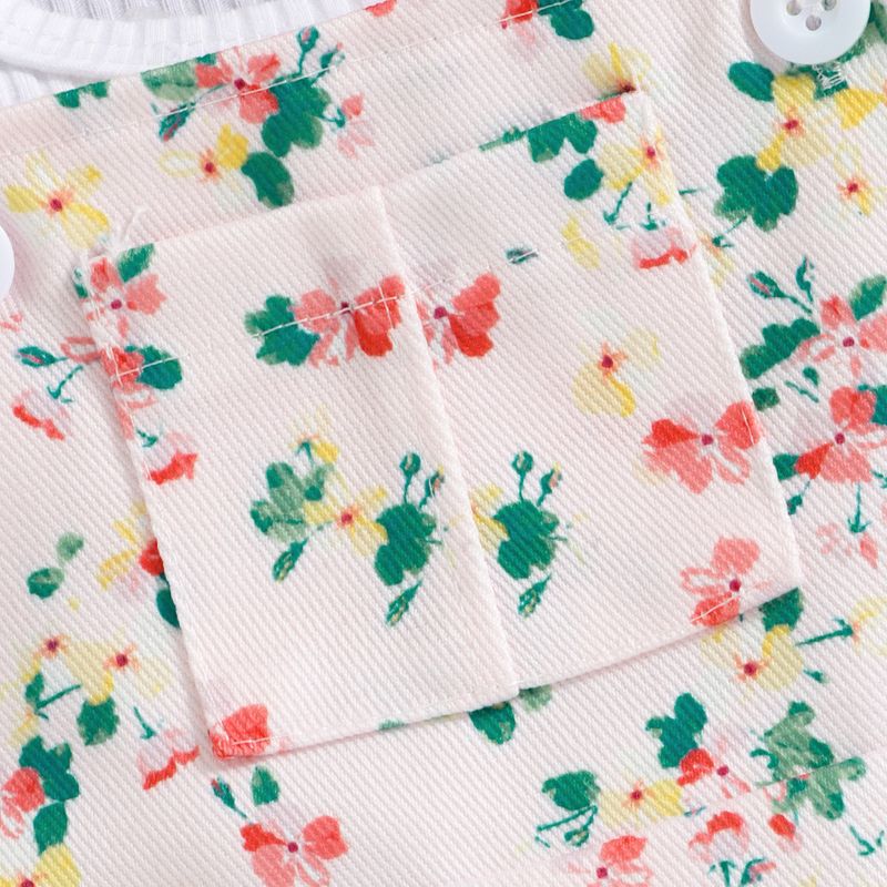 Babykleidung Mädchen zweiteiliges Sommer-Set mit ärmellosen Hosenträgern aus Baumwolle mit Schlaglochmuster_voghion.com
