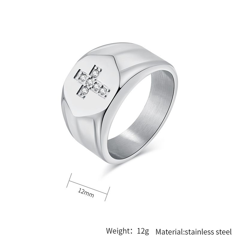 Titanium stalen diamanten kruis ring ring retro high end niche mode sleutel hand sieraden_voghion.com