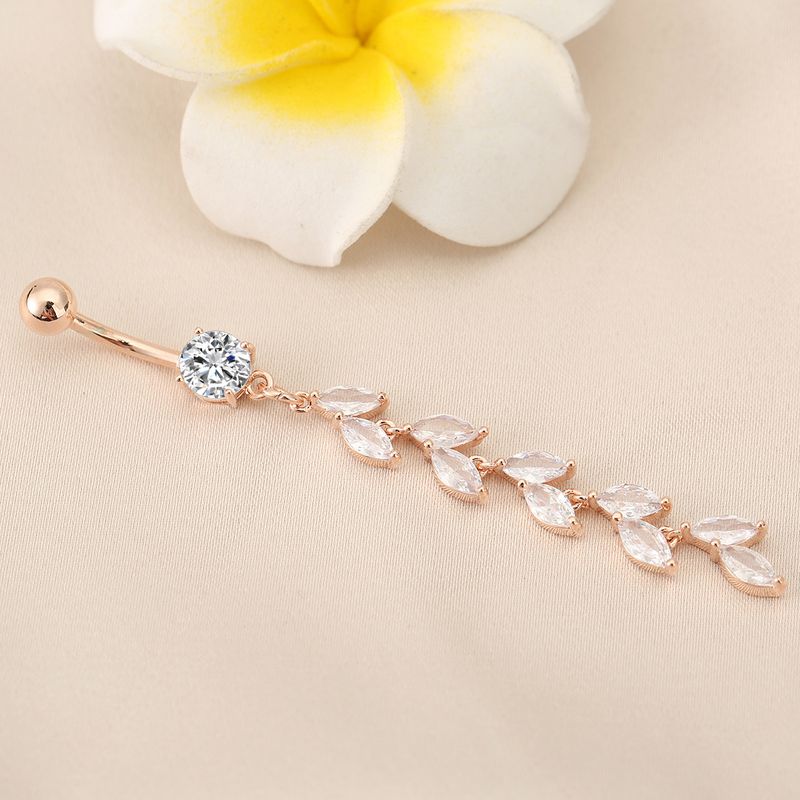 Piercing per ombelico a forma di foglia di zircone - Piercing per il corpo a forma di spiga di grano_voghion.com