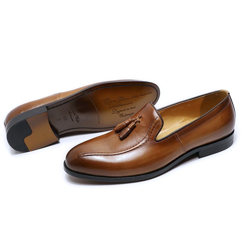 Unschlagbare Qualität Echte Tassel Loafer Herren, Ein-Fuß-Herrenschuhe im britischen Stil, Business Casual Lederschuhe für Herren_voghion.com