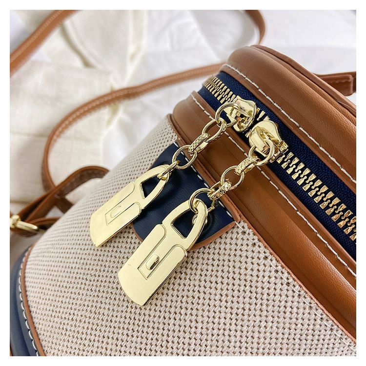 2024 New Retro Bucket Bag for Women's Handheld Fashion Contrast Color Cylinder Bag with High Appearance and Exquisite One Shoulder Crossbody Bag_voghion.com