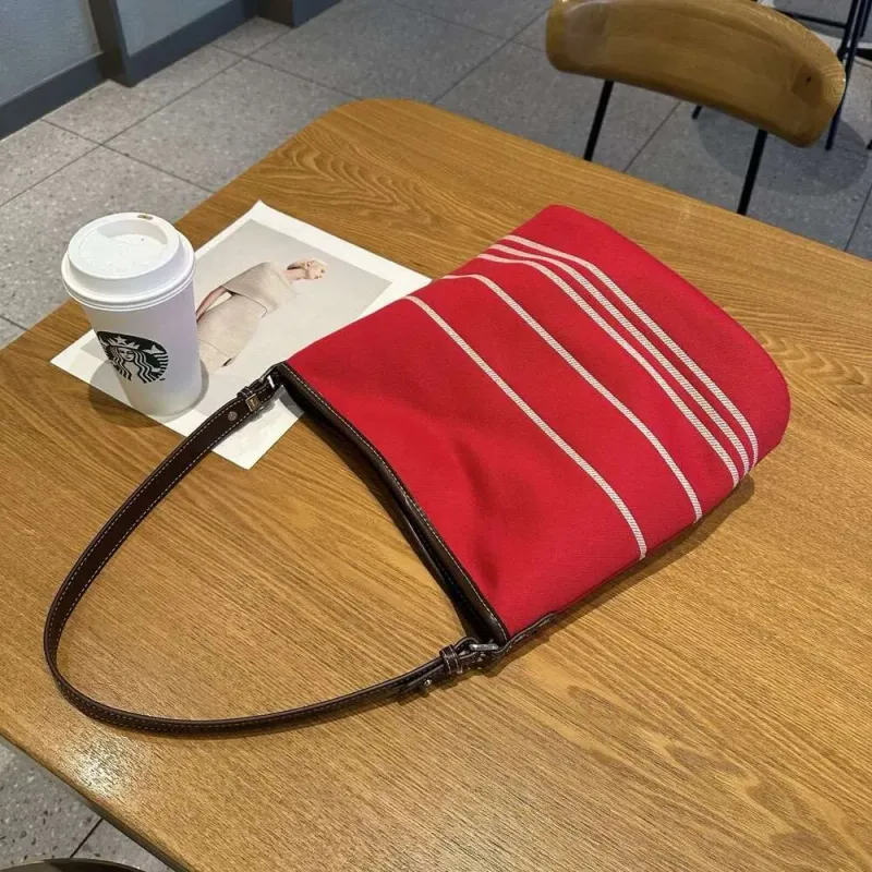 Striped Fabric Women's Casual High-Quality Design Simple Stylish Shoulder Crossbody Bag_voghion.com