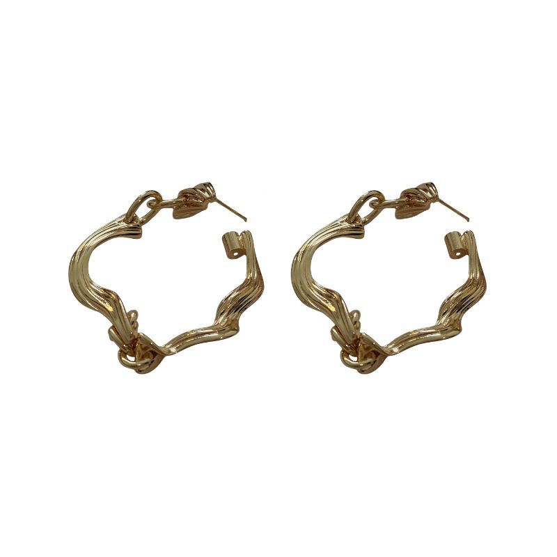 Orecchini a cerchio con motivo geometrico intrecciato a strisce in argento, design barocco, borchie, gioielli per le orecchie di nicchia, moda per celebrità su Internet_voghion.com