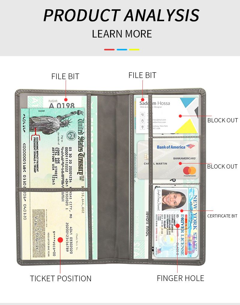Étui pour permis de conduire américain Skin Feel Portefeuille d'assurance automobile populaire Clip pour permis de conduire multifonctionnel long Ce sac_voghion.com