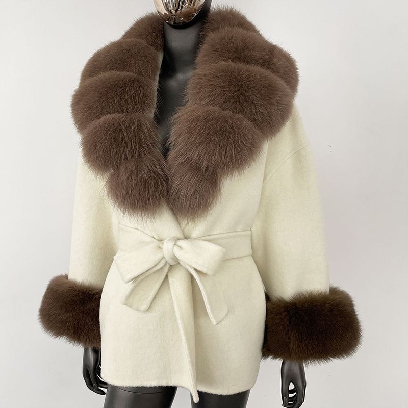 Luxuriöser doppelseitiger Wollmantel mit Fuchspelzkragen – Übergroßer Damen-Wintermantel, eleganter mittellanger Trenchcoat für Freizeit und Büro_voghion.com