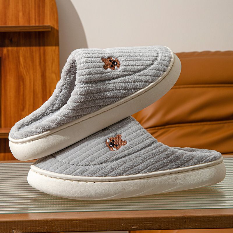 Pantofole calde in peluche con suola spessa antiscivolo per uomo, per l'autunno e l'inverno, per coppie, da interno e da casa, in cotone._voghion.com
