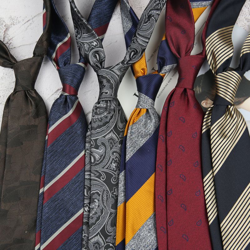 Cravatta da uomo italiana a righe in stile coreano, da 8 cm, annodata a mano, per matrimonio, formale, leggera, di lusso, di alta qualità, con motivo floreale_voghion.com