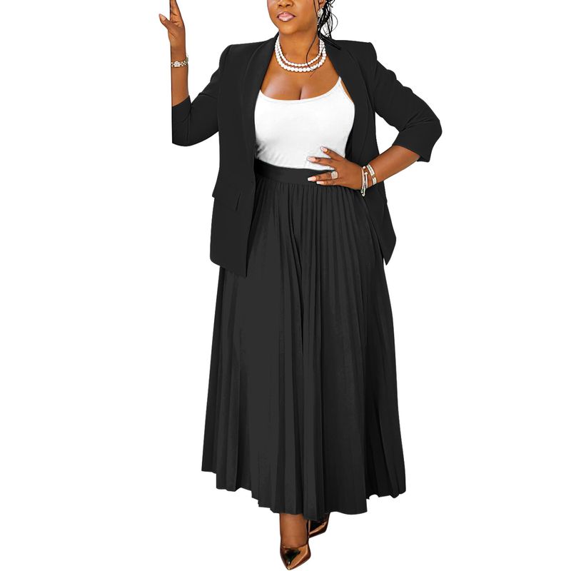 Ropa de mujer Moda Casual Ropa profesional Traje de dama Traje de falda plisada_voghion.com