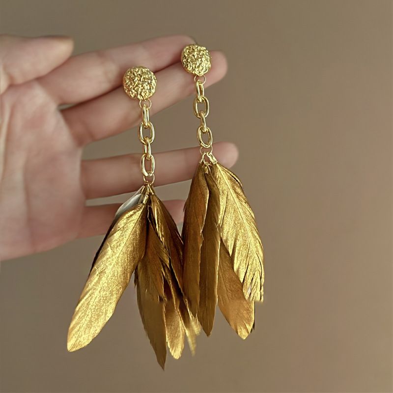 Orecchini a forma di farfalla con perla in argento placcato oro autentico con design esagerato, di alta qualità._voghion.com