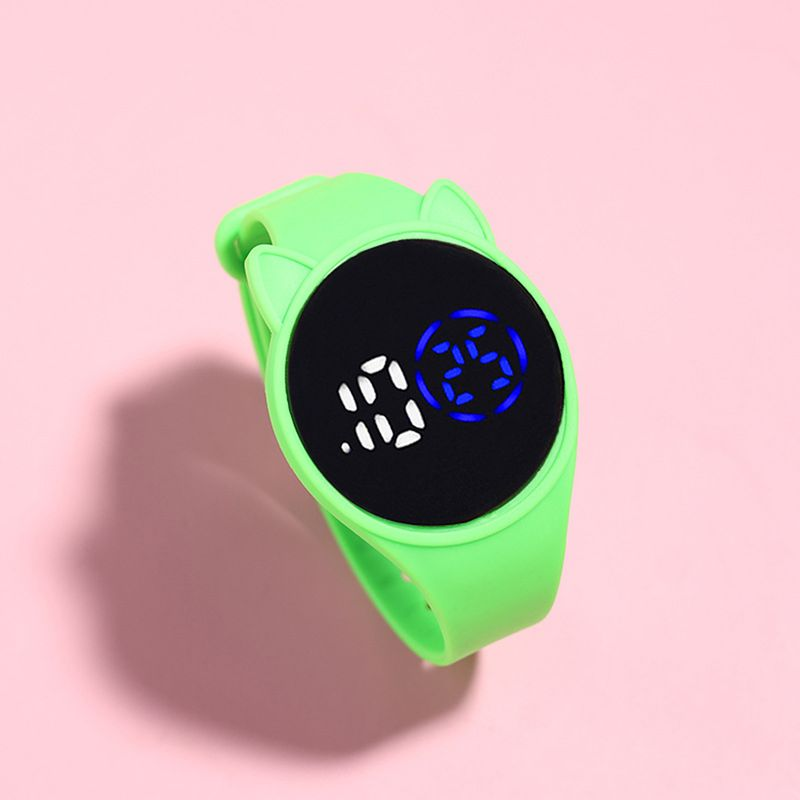 Xinweiqing Electronic Watch Luminous Swimming Round Dial Cartoon Cat Ear Sport LED Digital Bracelet for Student_voghion.com