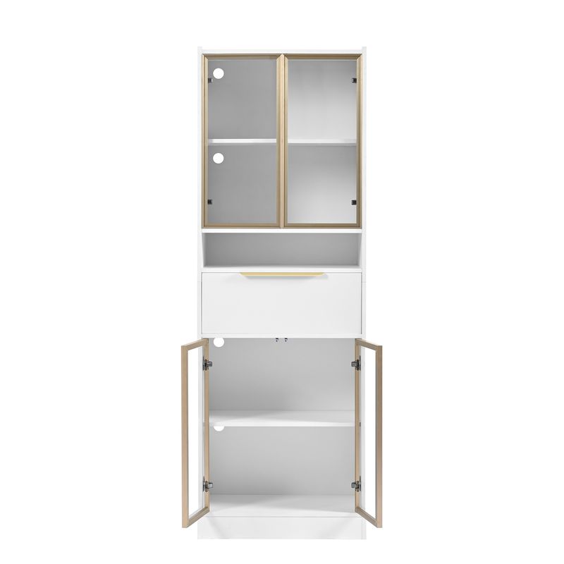 Hochschrank Weiß 60x180cm con 16 colores LED, Bluetooth, frente de cristal_voghion.com