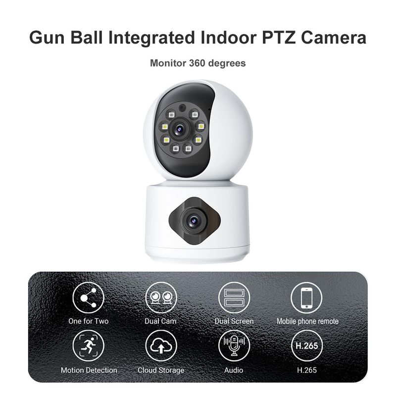 Cámara IP de seguridad para el hogar CCTV Tuya PTZ360° con wifi y lente dual_voghion.com