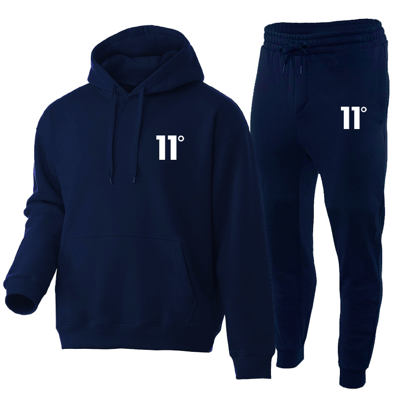 Straight autumn and winter casual hooded set, trend plush sweater, sanitary pants, sports men's two-piece set_voghion.com